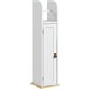 kleankin Mobiletto da bagno, supporto per carta igienica con armadio e ripiani regolabili, 20 x 20 x 80 cm, bianco