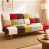 BAKAJI Divano Letto Reclinabile Clic Clac 3 Posti Reclinabile, Rivestimento in Tessuto, Seduta Imbottita ad Alta Densità e Ergonomica, Gambe in Legno, Apertura e Chiusura Facilitata (Patchwork)
