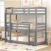 Rvjiahe Letto a castello, letto a castello triplo in legno a una piazza e mezza per bambini, senza materasso (Grigio, 90cm*200cm)