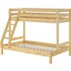 Erst-Holz Sei varianti letto a castello 3 posti 120x200 e 80x200 x adulti in pino massiccio V-60.18-08-12Doghe in assi di legno rigide incl.