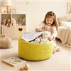 BOYIFEIJIE Pouf portaoggetti per peluche, rivestimento vuoto con cerniera, morbido organizer per giocattoli di peluche e coperte, comodo cuscino per la cameretta dei bambini (giallo)