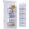 ALLTIDYUP Organizer da Porta Appendibile - 5 Ripiani con 10 Tasche, Salvaspazio, Ideale per Bagno, Armadio e Cameretta - Bianco