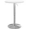 HOMCOM Tavolo da bar rotondo, tavolo alto da cucina, mangia in piedi regolabile in altezza 69-91 cm, con piano girevole a 360°, base in acciaio bianco e argento