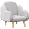ZONEKIZ Poltroncina per Bambini Stile Scandinavo con Braccioli a Nuvola, Poltrona Piccola per Bambini fino a 3 Anni in Tessuto, 46x51x55 cm, Grigio