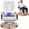 BASETBL Sedia da Ufficio, Poltrona Ufficio Ergonomica Portata 200 kg, Schienale Reclinabile 90°-120°, Poggiatesta Regolabile, Ruote in Gomma, Sedia Presidenziale con Poggiapiedi, Grigio