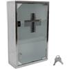 Froadp Armadietto per Medicinali in Acciaio Inox con Porta in Vetro e Serratura 30 x 12 x 50 cm Armadietto di Pronto Soccorso Kit di Primo Soccorso per Case Cliniche e Ospedali (3 Scomparti)