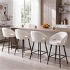 Ya-Home Set di 4 Sgabelli Cucina in Ciniglia con Gambe in Metallo, Beige