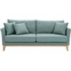 Miliboo Divano scandinavo sfoderabile 3 posti in tessuto verde di grigio e legno chiaro Oslo