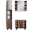 Vicco Set mobili bagno Fynn, Rovere rustico, 60 cm, composto da mobile sottolavabo, specchiera e colonna alta