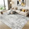 DEFYNEE Tappeto astratto per soggiorno, 200 x 300 cm, a pelo corto, morbido e antiscivolo, in lana sintetica, lavabile, design astratto minimalista, per soggiorno e sala da pranzo, per interni, grigio