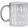 Bombo Tazza in Ceramica Metallizzata Argento per Compleanno 80 Anni A STAR IS BORN