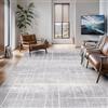 Vamcheer Tappeto da salotto moderno, astratto, finto lana agnello, super morbido, per soggiorno e ufficio, geometrico, grigio beige chiaro, 160 x 230 cm