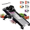 VIBELL Mandolina da cucina professionale, taglio legumi multifunzionali, in acciaio inox, con spessore di fetta regolabile, Mandolina da cucina giapponese per Julienne con protezione a mano