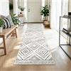 DEFYNEE Tappeto passatoia per corridoio, 80 x 240 cm, antiscivolo, a pelo corto, lavabile, pieghevole, design boho, per corridoio, cucina, soggiorno e ufficio, bianco e nero