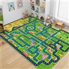 JynxtoyZeal Tappeto con Tracciato Stradale Cartoon, Tappeto Mappa Città, Carpet in Fibra di Poliestere,Carpet Decorativo Antiscivolo e Lavabile per Ambienti Domestici-80x120cm
