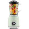 SWEISS MXV7 frullatore elettrico vintage, 2 velocità e funzione pulse, 6 lame in acciaio inox, capacità 1,5 l, recipiente in vetro, piedini antiscivolo, interruttore di sicurezza, 1000 W, verde