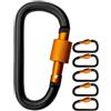 OUTDOOR SAXX 5 moschettoni a vite grandi, 8 cm, in alluminio, nero/arancione