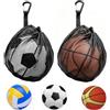 HORREX 2 Pezzi Porta Palloni, Ripiegabile Porta da Calcio, Borsa a Rete con Coulisse, Leggero Traspirante Borsa per Palloni con Gancio Adatto per Pallacanestro Pallamano Calcio Tennis e Allenamento
