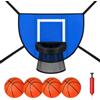 OHiZVZV Set di 6 canestri da basket per trampolino, in PVC, blu, con 4 mini palloni da basket e pompa, accessori sportivi per trampolino e giochi in giardino, divertimento all'aperto in famiglia