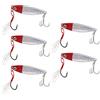 Omquot Vivid 3D Eyes Metal Vib Hard Fishing Bits 15g Jigging Esca Kit per gli amanti della pesca (corpo argentato testa rossa)