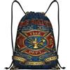 Generic Zaino con Coulisse Firefighter Blue Sportiva Zainetto Grande capacità Sacca da Palestra Impermeabile Sacchetta Sportiva per Unisex Viaggi Spiaggia