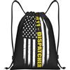 Generic Zaino con Coulisse 911 Dispatcher Gift Thin Gold Line Flag Sacca da Palestra Grande capacità Borsa con Coulisse Impermeabile Drawstring Backpack per Scuola Spiaggia Viaggi