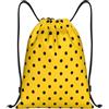 Generic Zaino con Coulisse Yellow with Black Polka Dots Borsa con Coulisse Resistente Sacchetta Sportiva Grande capacità Sacca da Palestra per Unisex Spiaggia Viaggi