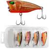 sodeber 5 pz Esche galleggianti Popper Esche topwater Esche da Pesca plastica hardbait Pesca Artificiale Esche dure Popper Galleggiante