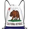 Generic Zaino con Coulisse Blue California Republic Flag Borsa con Coulisse Resistente Sacca da Palestra Pieghevole Sacchetta Sportiva per Unisex Viaggi Scuola