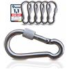 PinPro Moschettone a vite in acciaio inox A4, 60 x 6 mm, 2 pezzi, carico di rottura 480 kg, moschettone antiruggine NIRO AISI 316, con dado di sicurezza