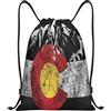 Generic Zaino con Coulisse Colorado Flag Mountains Drawstring Backpack Impermeabile Borsa con Coulisse Pieghevole Sacca da Palestra per Unisex Viaggi Scuola