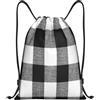 Generic Zaino con Coulisse Plaid Farmhouse Black Buffalo Sacchetta Sportiva Pieghevole Borsa con Coulisse Resistente Sacca da Palestra per Spiaggia Viaggi Scuola