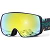 Odoland Maschera da Sci Bambini, Occhiali da Sci Compatibili con Casco, Maschera Snowboard per Ragazzi e Ragazze con Protezione UV400 e Anti-Fog, Lente di Doppia Strato，BY