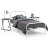 FurnitureR Set da letto singolo in metallo con 2 tavoli pieghevoli, design bianco, struttura robusta, compatibile con materassi 90 x 190 cm, ideale piccoli spazi