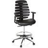 HJH Office 714602 Ergo LINE II - Sedia da lavoro in pelle nera con poggiapiedi, regolabile in altezza