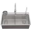 Kanbihao 75 x 45 cm, lavello in acciaio inox, colore argento, silenzioso, set da cucina, 3 modalità di uscita dell'acqua con rubinetto estraibile e coperchio per serbatoio dell'acqua, per cucine, caffè, ecc