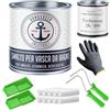 Hamburger Lack-Profi smalto per vasca da bagno kit lucido bianco RAL 9010 rivestimento vasca da bagno smalto colore incl. rullo, guanti & sgrassatore (X300) (1 L) Hamburger Lack-Profi