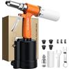 Proster Kit Rivettatrice ad Aria Rivettatrice Pneumatica Professionale per Rivetti a 4 Taglie 2,4 mm 3,2 mm 4,0 mm 4,8 mm Pistola a Rivetto ad Aria 1408KGF per Decorazione Fabbricazione Macchine