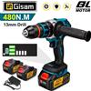 Gisam Trapano Avvitatore a Percussione Elettrico Brushless da 13mm 480N.M, Avvitatore a Batteria, Cacciavite Elettrico, Utensile Elettrico Fai-da-te per Batteria Makita 18V