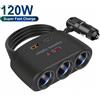 kebidumei 3 in 1 USB Tipo C Presa 120W Auto Accendisigari Splitter 12V 24V Caricatore Veloce Adattatore di Alimentazione Del Telefono per Auto DVR GPS Dashcam