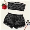 NONE Set reggiseno senza spalline Intimo donna Set di lingerie con volant in garza trasparente Intimo sexy Fantasia Tentazione Lingerie erotica Bikini