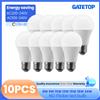 NONE 10PCS Lampara LED Lampadina Lampade 8W-24W E27 Lampadine AC 220-240V 110V 120V Luce diurna Illuminazione A60 A80 per la casa Foyer Camera da letto Decor