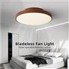ShineSoul Ventilatore da soffitto LED moderno con luce, DC, senza pale, dimmerabile, in noce, per soggiorno, camera da letto, illuminazione decorativa per interni