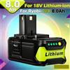 Ddadache Batteria 8Ah per RYOBI P108 18V One+ Plus, 18 Volt agli Ioni di Litio per Utensili Elettrici P104 P107 RB18L50 RB18L20 P108