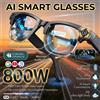 GUHUAVMI Nuovi Occhiali Smart 800W Pixel con Fotocamera, Registrazione Video, Riconoscimento Foto AI, Chiamate e Traduzione Linguistica, Occhiali da Sole con Funzione Vocale