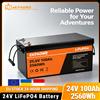 EKPAOWE Batteria LiFePO4 EKPAOWE 24V 100Ah 25.6V con BMS intelligente, celle di grado A+, 6000 cicli, per inverter, serie parallela, per camper, barche, solare, consegna rapida UE