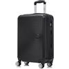 YONSLY Valigia YONSLY nera rigida 20/24/28 pollici, trolley leggero con rotelle a 360° ° Valigia a quattro ruote con lucchetto a combinazione, scomparto in rete, maniglia in gomma, bagaglio a mano per