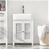 SoBuy BZR35-W Mobile sottolavabo, mobile basso da bagno con 2 ante e ripiano, armadio stretto per lavabo con fronte a griglia, Bianco 50x60x33 cm