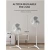 NONE Ventilatore a Piantana, 3 Velocità Regolabili, Oscillazione 90°, Altezza Regolabile, Flusso d'Aria Potente e Funzionamento Silenzioso, Ideale per Casa e Ufficio, Bianco