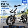 SAMEBIKE C05 Pro Bici Elettrica Pieghevole 500W E-Bike 36V13Ah Batteria Rimovibile Pneumatici Fuoristrada 20"x4.0" 7 Velocità Cerchi in Lega di Magnesio Display LCD 25-35KM/H Bicicletta Elettrica